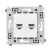 Компьютерная розетка RJ-45 без шторки в стену, кат.5е двойная, Avanti, Белое облако