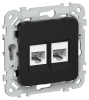 FLITE Розетка 2-ая компьютерная RJ45 кат.5Е UTP РК5е-2-0-ФлЧ черный