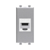 Компьютерная розетка RJ-45 без шторки модульная, кат.5е, Avanti, Закаленная сталь, 1 модуль